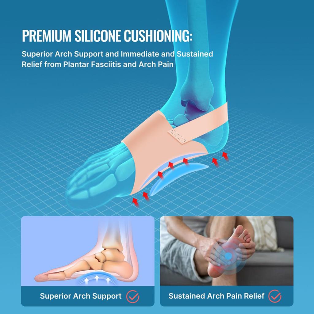 Arch Support Brace for Plantar Fasciitis Relieve Drop Foot Brace Orthotic Support Sleeves with Adjustable Bands