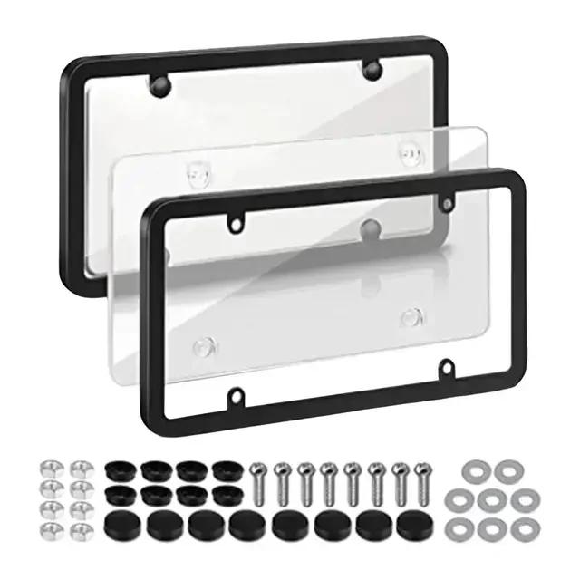 2PCS Universal American License Plate Frame with Screws Number Plate Car Plate Frame 6Inchx12inch for Truck Vehicles Auto