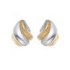 Metal wind geometric irregular pleats layered gold and silver contrasting earrings fashionable versatile design earrings