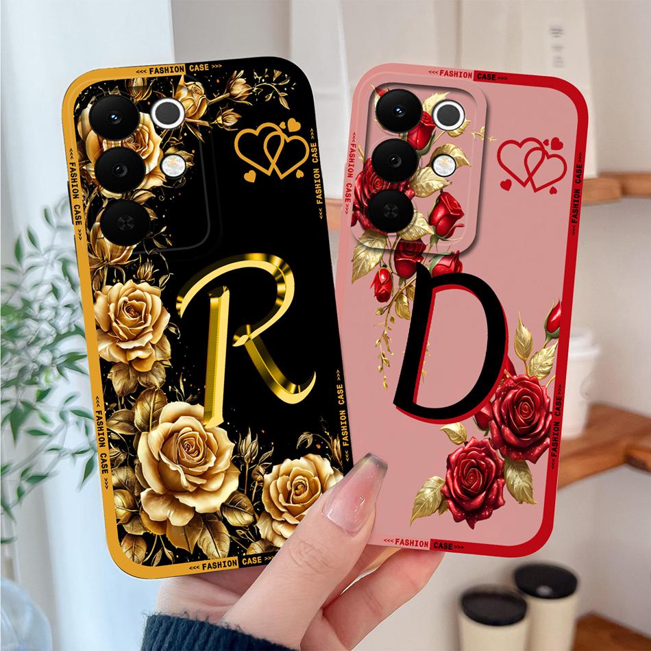 For Realme C85 Pro Phone Cover Flowers Name Letters Soft Liquid Silicone Full Protection Case For Realme C 85 Shockproof Housing