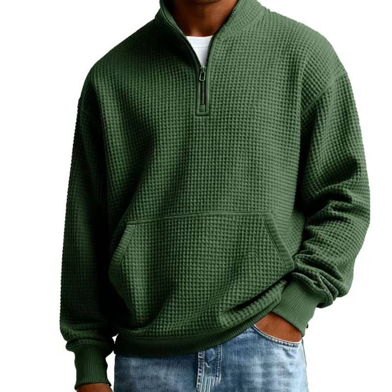 Wool Blend Stand Collar Long Sleeve Sweatshirt For Casual Men