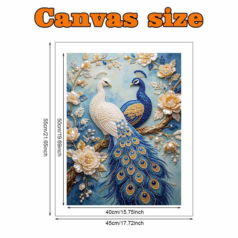 Pearl Art Painting Blue White Peacock Home Wall Decor Art Crafts Handmade DIY Adult/Beginner Gift Creative Home Decor Frameless Wall Art Kit