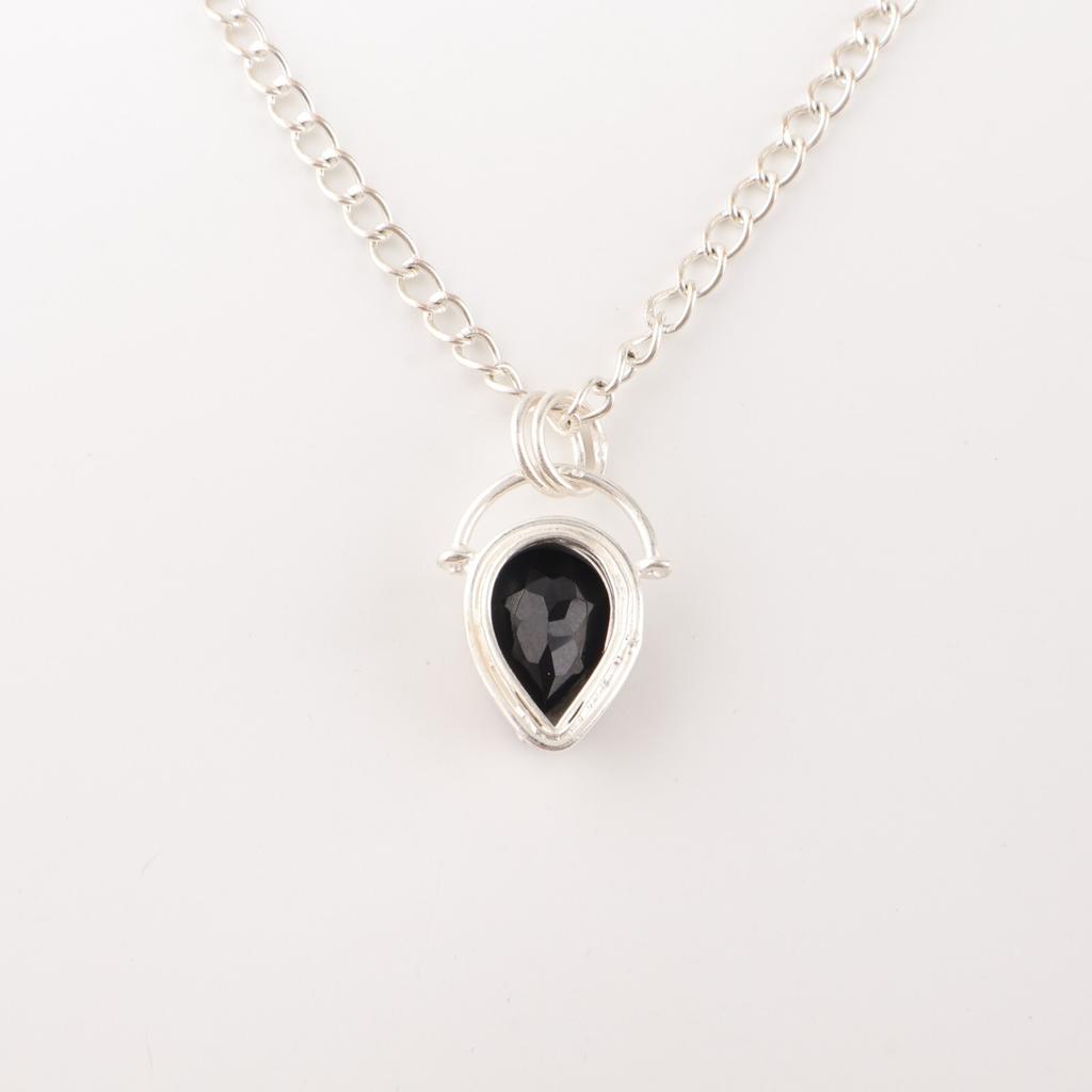 Black Onyx Gemstone 925 Sterling Silver Jewelry Boho Pendant Gift For Girlfriend PP-56-20