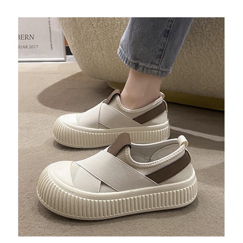 Summer Breathable White Sneakers For Women Trendy Thick Sole Casual Shoes For Students Comfortable Street Style Walking Shoes