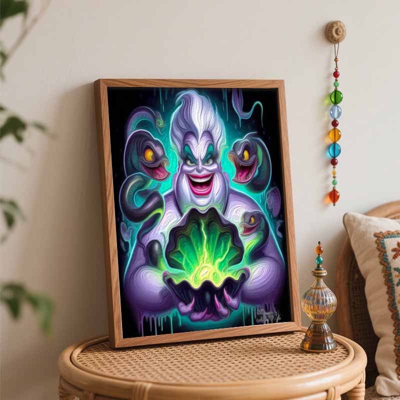 Disney Ursula Sea Witch Oil Painting Kit Home Bedroom Wall Decor Handmade Gift Art Crafts Painting Canvas Fun Glowing Magic Decor