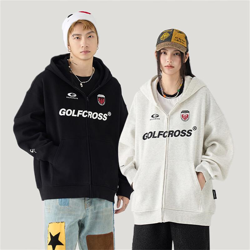 GOLFCROSS Унисекс Толстовка-кардиган с вышивкой и капюшоном L