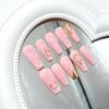 Gold Embossed 3D Pink Nail Tips with Removable Jelly Glue - Wearable & Stylish Manicure Stickers