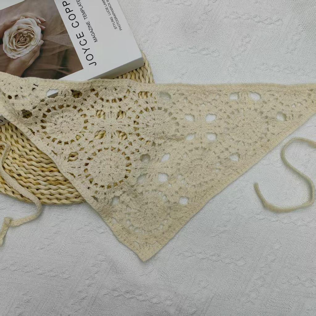 Korean Style Knitted Triangle Headscarf: Sweet Geometric Pastoral Hair Band