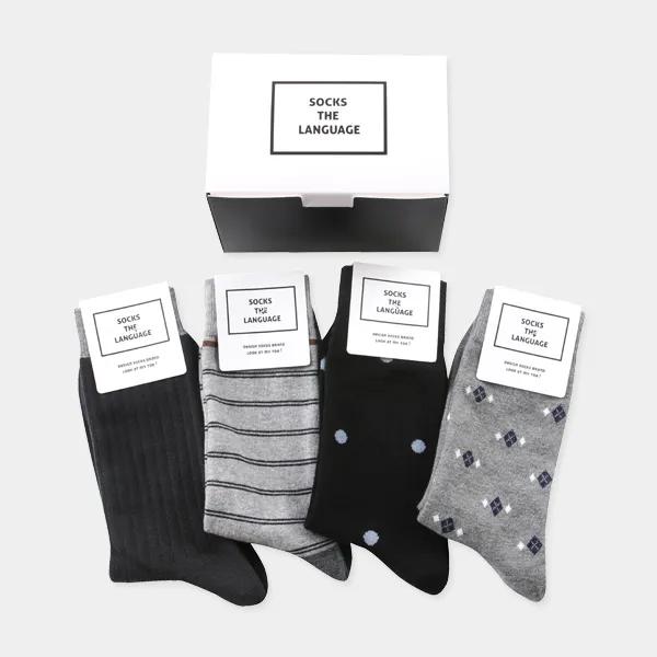 Mono Pattern Socks (4 SET)