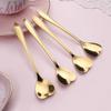 4Pcs/Set Beautiful Flower Shape Coffee Spoon Long Handle Ergonomic Stainless Steel Dessert Spoon for Home