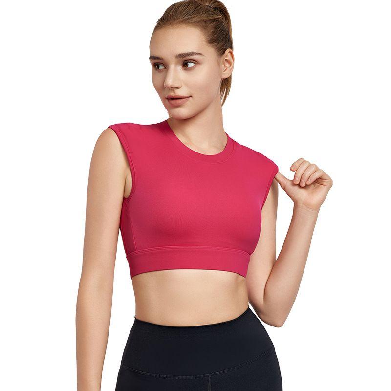 Foreign Trade Spring and Summer Sports Vest Women Fixed Cup Cool Feeling Breathable Fitness Vest Short Sexy Backless Yoga Vest