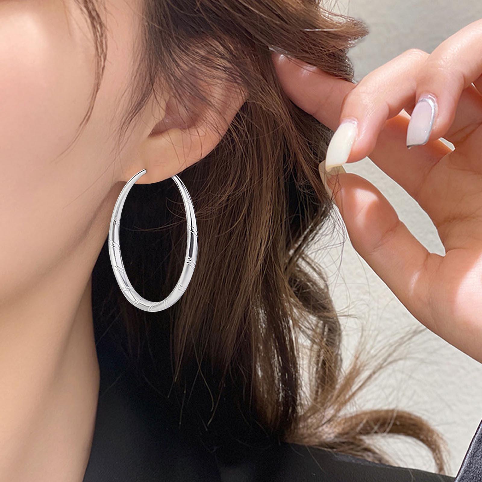 Женские серьги-кольца из стерлингового серебра 925 пробы — фото 5