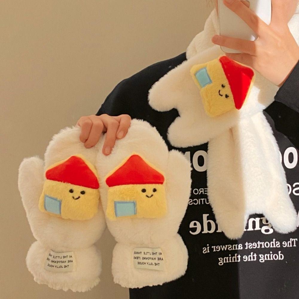 Thicken Neckerchief Wrap Cartoon Neck Warmer New Gloves  Winter