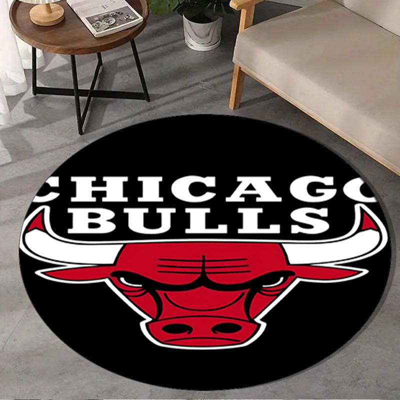 1PC Chicago Neon Cityscape Round Rug, Non-slip Chair Mat, Home Decor, Circle Carpet Perfect for Office, Bedroom, Living Room,Christmas Gift