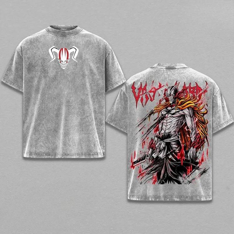 BLEACH Kurosaki Ichigo Anime Retro T Shirt Vintage Washed Oversized T-shirt Men Women Clothing Harajuku 100% Cotton Tees Clothes