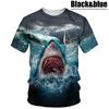 Maglietta da uomo con stampa 3D di squalo, T-shirt estiva a girocollo con motivo di animale marino, Top larghi a maniche corte