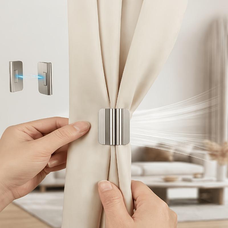 2/4 Sets Curtain Magnetic Clips Made of High-Quality Metal Material, Easy to Install and Durable - An Essential Home Accessory