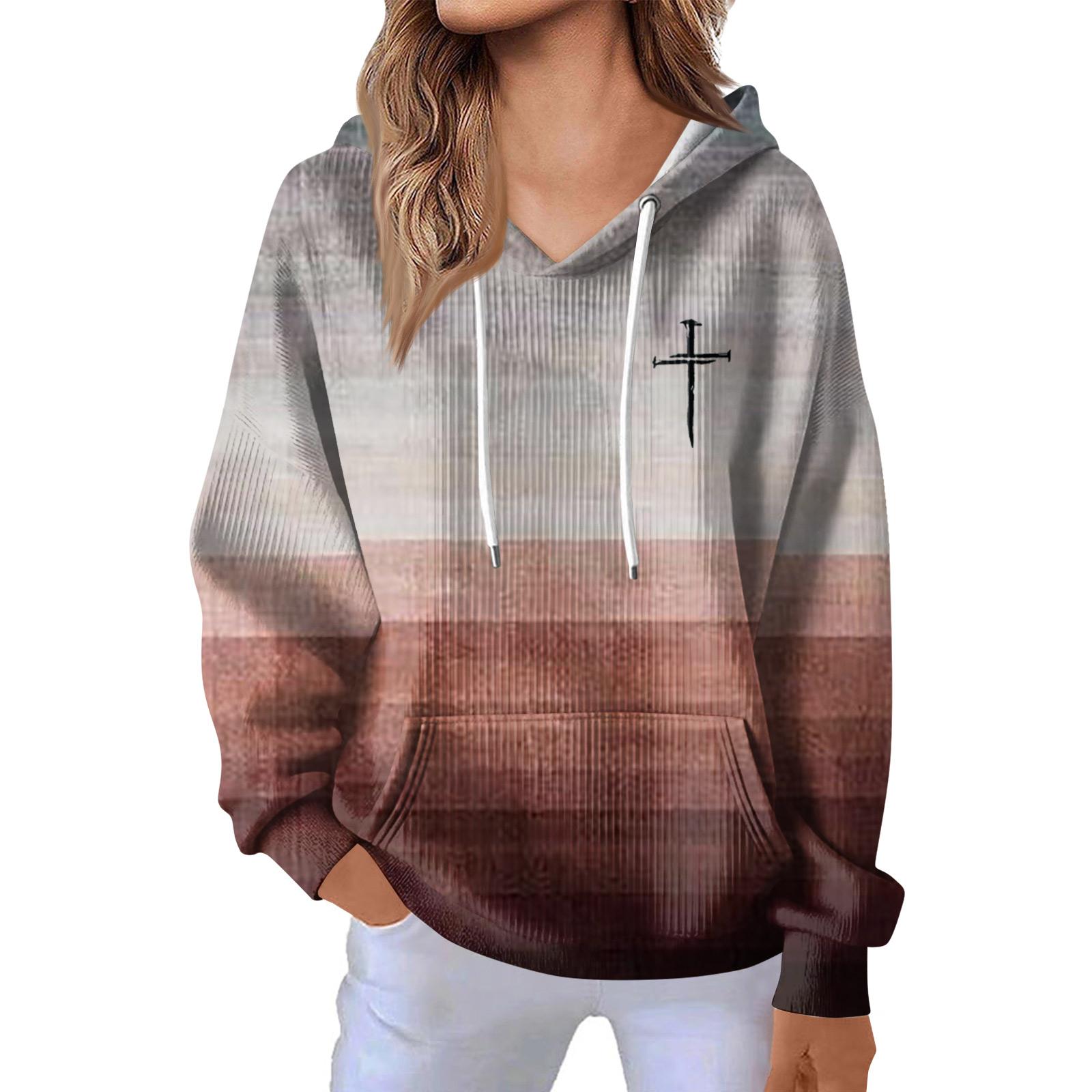 

Women s Fashion Casual Long Sleeve Solid Color Hooded Sweatshirt Tops S