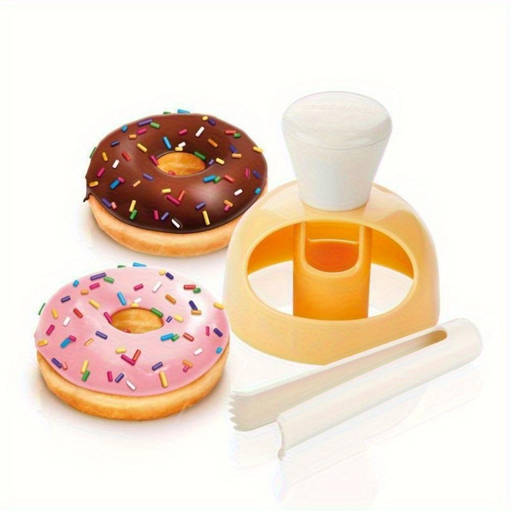 1 set de découpoirs à donuts en plastique avec pince à tremper, Outils de cuisson à donuts DIY antiadhésifs pour usage domestique, Emporte-pièce à biscuits, Tampon à biscuits