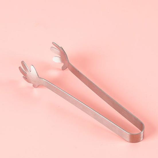 2Pcs Mini Serving Tongs, Compact Stainless Steel Ice Tongs, Hand Palm/Round Spoon/Shell Shape Sugar Cube Tongs for Tea, Charcuterie Board, Party Food