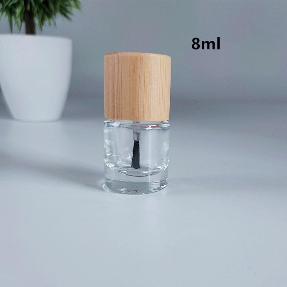 Wholesale 5ml 10ml 15ml Glass Nail Oil Bottle Hair Brush Nail Glue Bottle Bottle Solid Wood and Bamboo Cover Nail Oil Bottle 3pcs