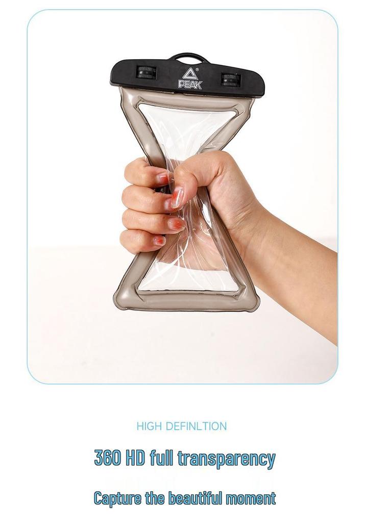 Transparent Waterproof PVC Phone Bag with Touchscreen and Floating Sand Design for Diving and Photo Taking