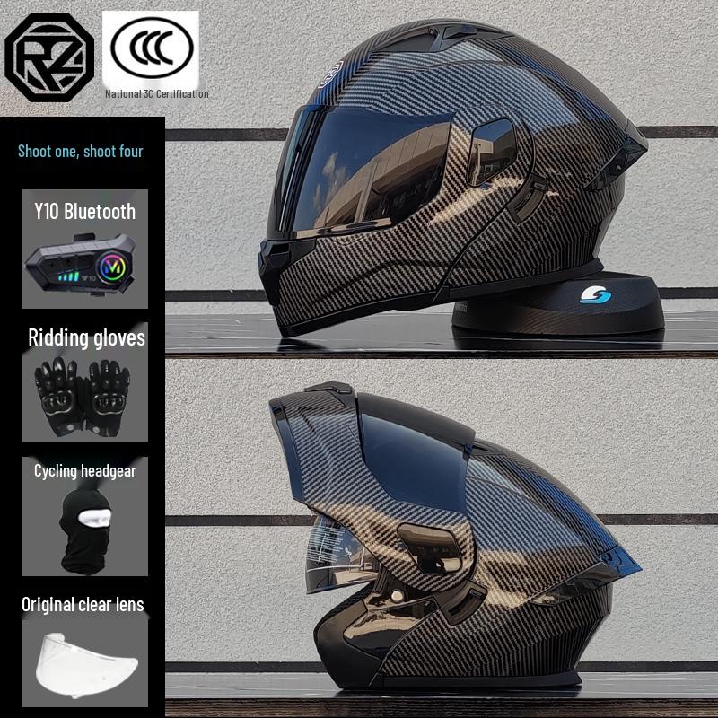 ORZ Bluetooth Flip-up Dual Visor Motorcycle Helmet for Men & Women, HD Full Face, Wingxin Certified for All Seasons.