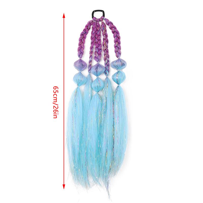 26Inch Synthetic Colored Long Lantern Bubble Braid Ponytail Hair Extension Elastic Rubber Bands Hairpiece For Women