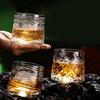 Whiskey Glasses Rotating Cups 2pcs Tumbler Men Drinking Cocktail Wine Rum Glass