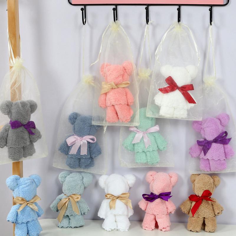 Cute Little Bear Coral Fleece Bath Towel - Soft, Absorbent, Perfect for Bridesmaid Gifts
