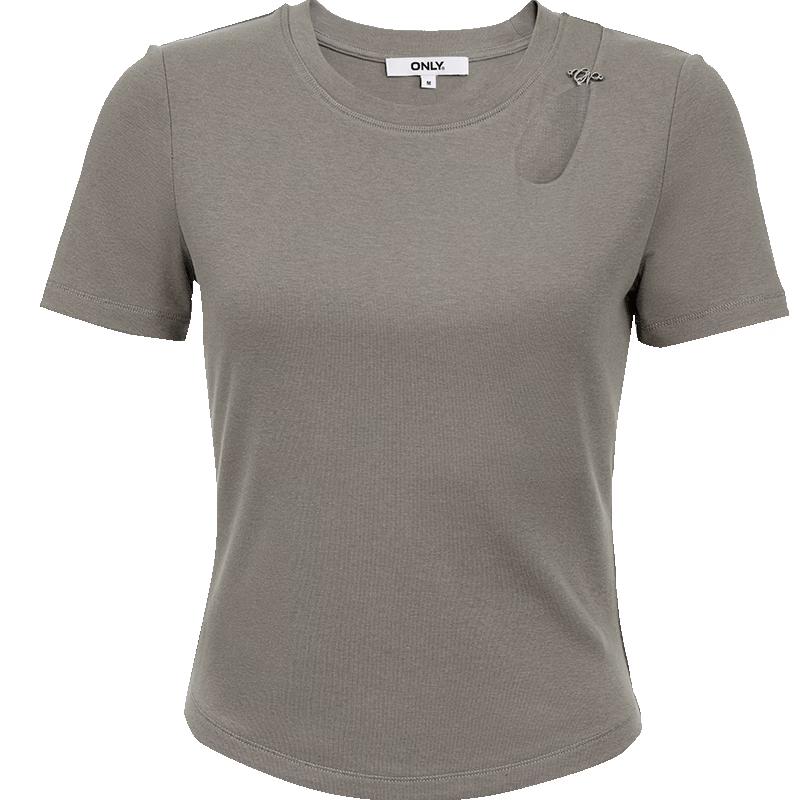 ONLY Women s Stylish Cut-out Round Neck T-shirt L