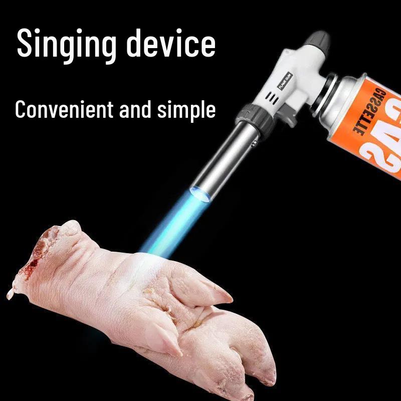 Cassette Flame Gun for Singeing Pig Hair, Liquefied Gas Household Blowtorch for Meat Ignition.