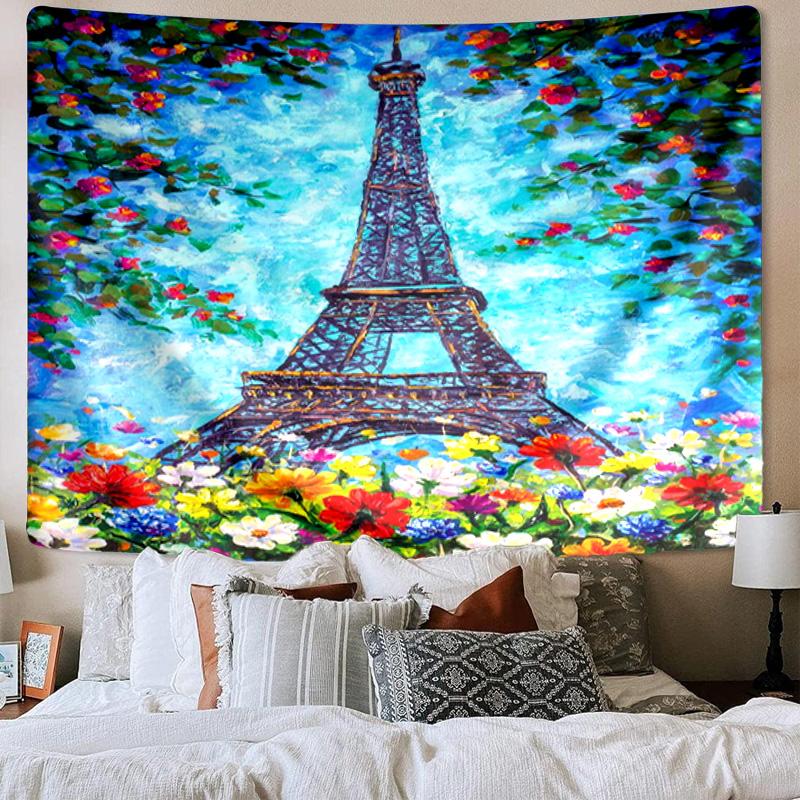 Parisian Eiffel Tower Romance Tapestry Room Decoration Wall Hanging for Living Room Bedroom, dormitory, Birthday and Christmas gifts