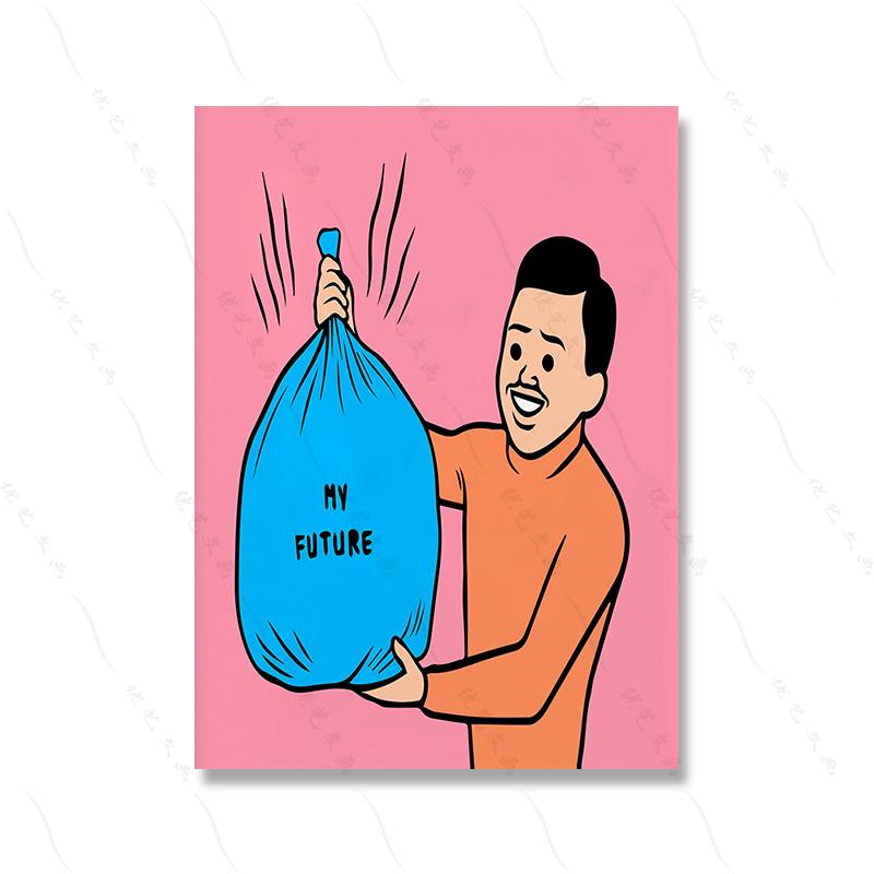 Contemporary Art Funny Cartoon Modern Wall Joan Art Humorous Poster Print Abstract Canvas Painting Living Room Home Decor