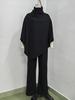 European & American Women's Fall/Winter Fleece Stand-up Collar Cape and Wide-leg Pants Set
