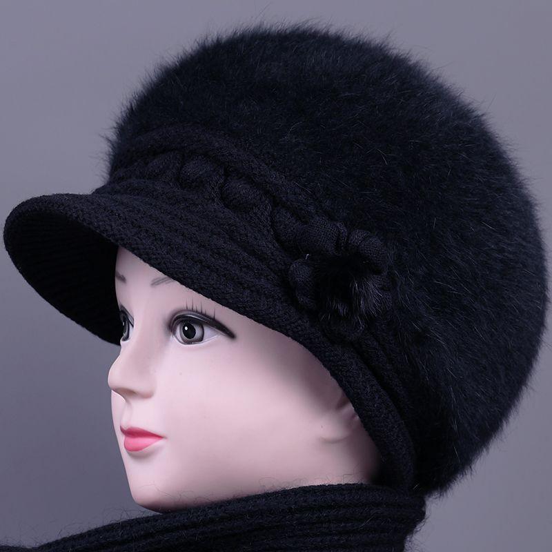 

Нова зимова тепла жіноча кепка з кролика, зимова шапка, в язані шапки для дівчат, шапочки-біні, товста жіноча шапка One Size