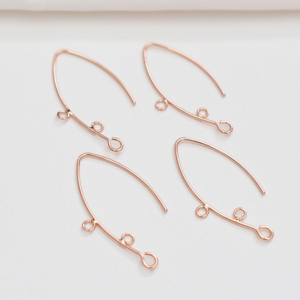 10pcs Color Retention 14K Gold French Ear Hook Accessories, Porous Jewelry Diy Handmade Work In Progress V-Shaped Beaded