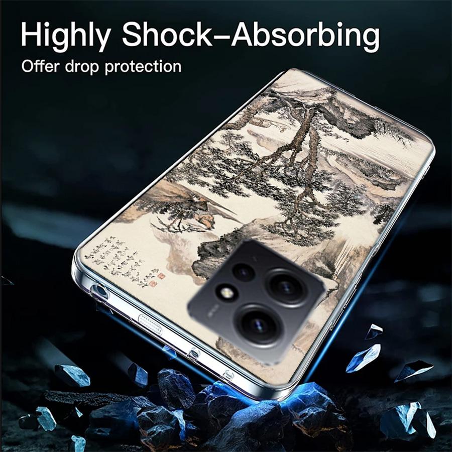 Chinese Style ink Painting Art Phone Case For Redmi 12 13C 12C 15C 9 10 10C Note 13 Pro Plus 14 15 Pro 9T 9C 9A TPU Soft Cover C