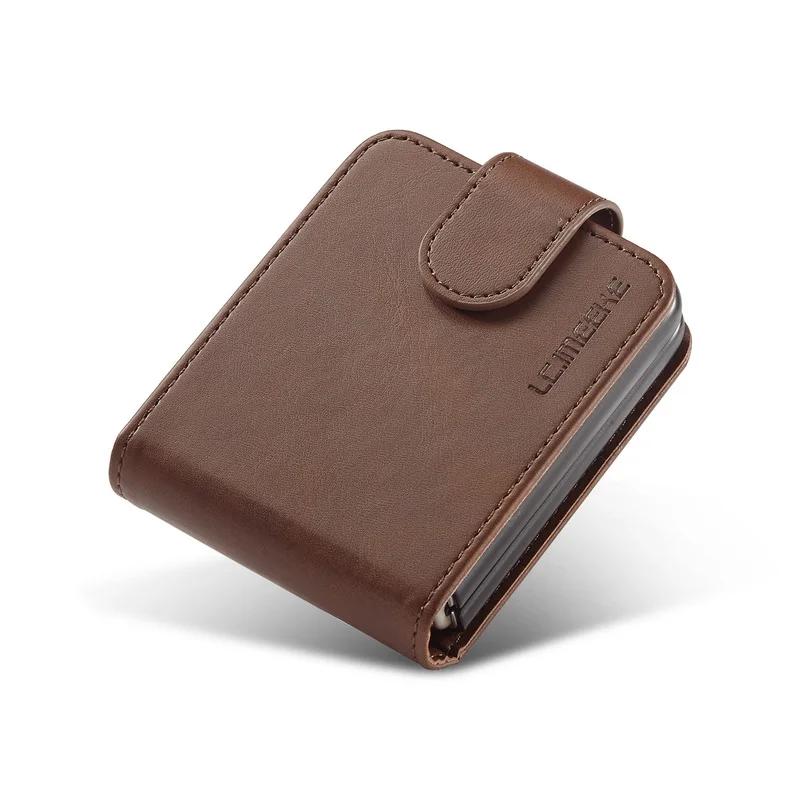Calf Pattern Leather Case for Samsung Galaxy Z Flip 7 FE 6 5 4 5G Flip6 Cards Slot Wallet Flip4 Stand Skin Ultra Thin Cover