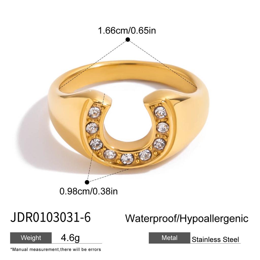 Youthway Vergoldeter Edelstahl Geometrischer Mode Ring Wasserdicht Antiallergisch Farbecht Modeschmuck Unisex