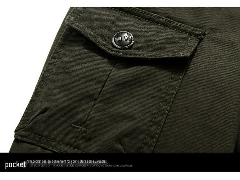 2024 Men's Casual Slim Fit Brown Cotton Work Jacket with Side Pockets & Zipper