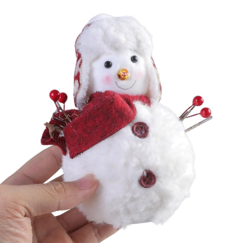 Cartoon Scarf and Hat Snowman Figurine Plush Toy Cartoon Festival Snowman Stuffed Dolls Winter Christmas Desktop Decors