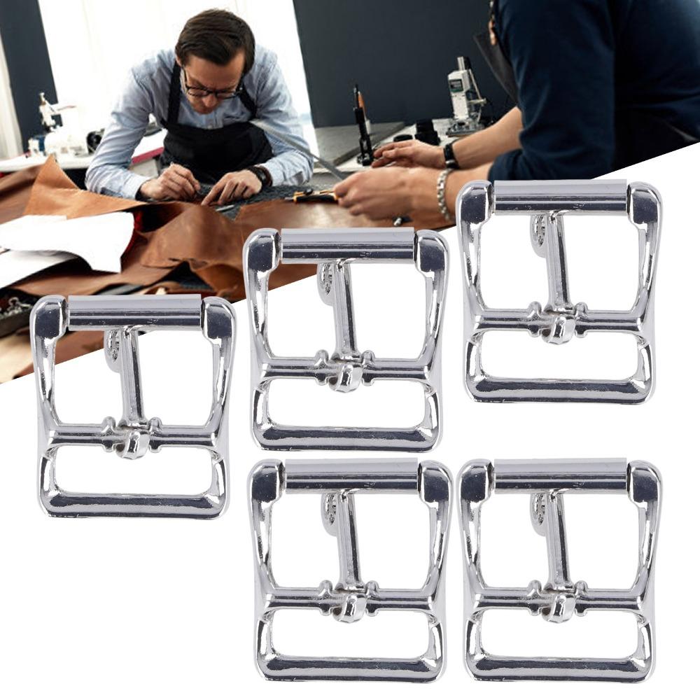 5pcs Square Center Bar Metal Replacement Buckle Single Prong Buckle Leather Craft