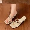 Ciabatte Scarpe Casual Borchiate Donna 2025 Sabot con Tacco Pantofole Infradito in Gomma Lusso Estive Morbide Alti Nuove Hawaiane Decora Metallici