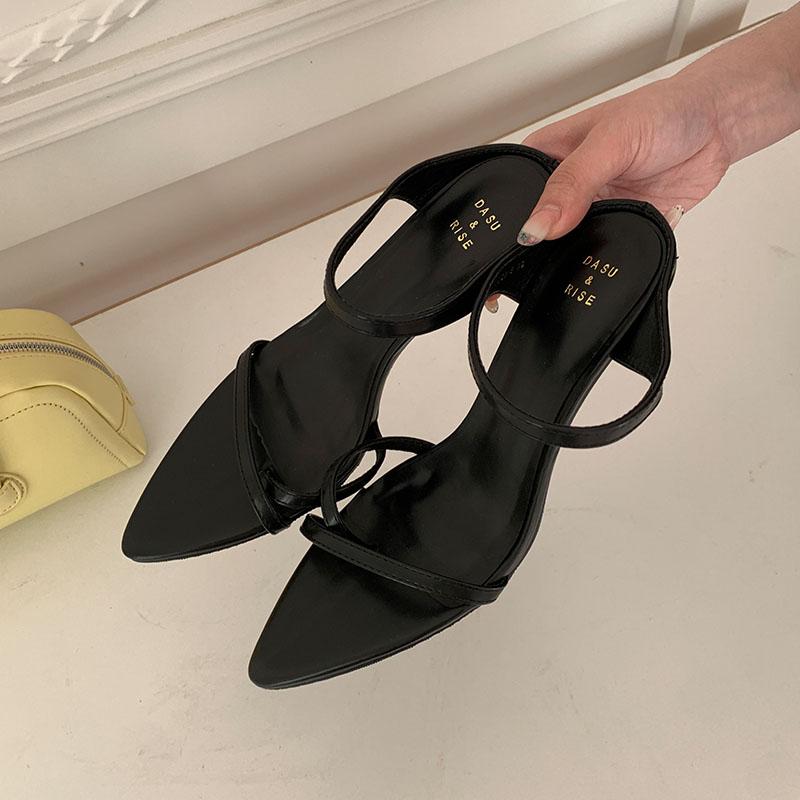

Fashion Fashion Pointed Toe Women Thin Heels Pumps Slides Shoes Footwear Shallow Ladies High Heels Shoes Female Sandals 35 чёрный