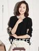 Women's Color-block Cashmere Knit Sweater - Half-High Neck, Long Sleeve, Ribbed, Slimming, Versatile