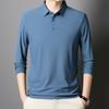 Autumn Ice Silk Markless Long-sleeved T-shirt Men's POLO Shirt New Solid Color Lapel Top