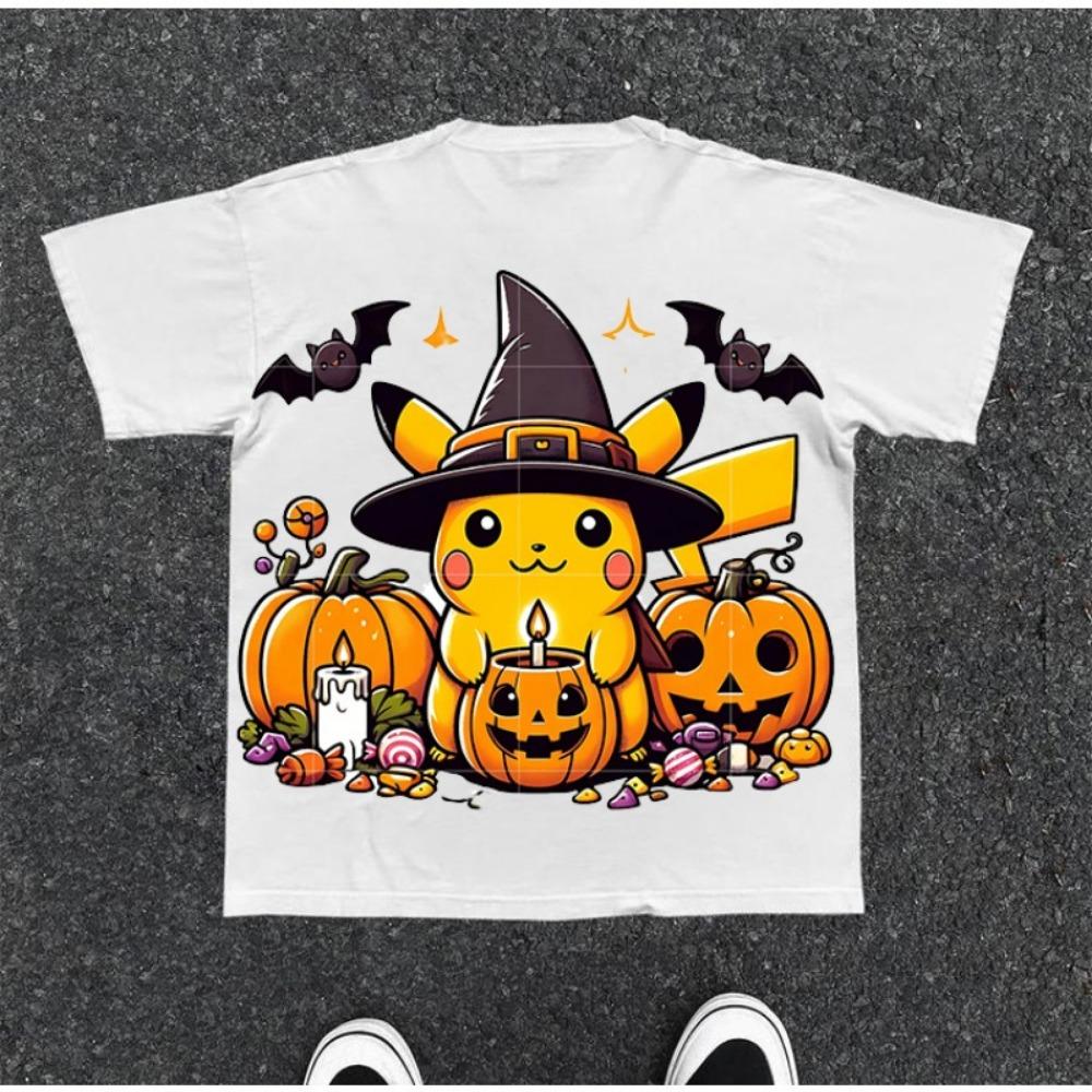 Halloween - Theme T-shirt with Various Styles of Neutral Short Sleeved Loose Fitting Holiday Casual Wear