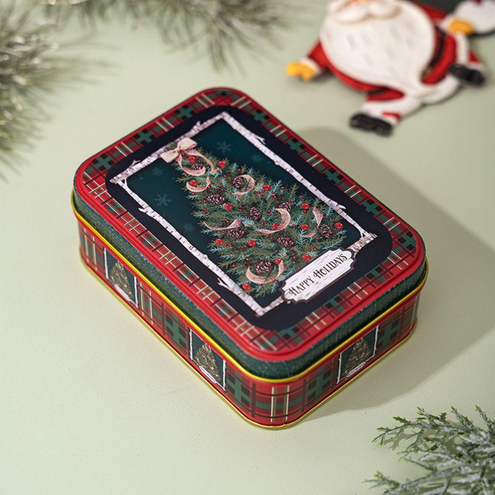Mini Metal Candy Box Snowman Santa Claus Tinplate Box  Merry Christmas Decoration
