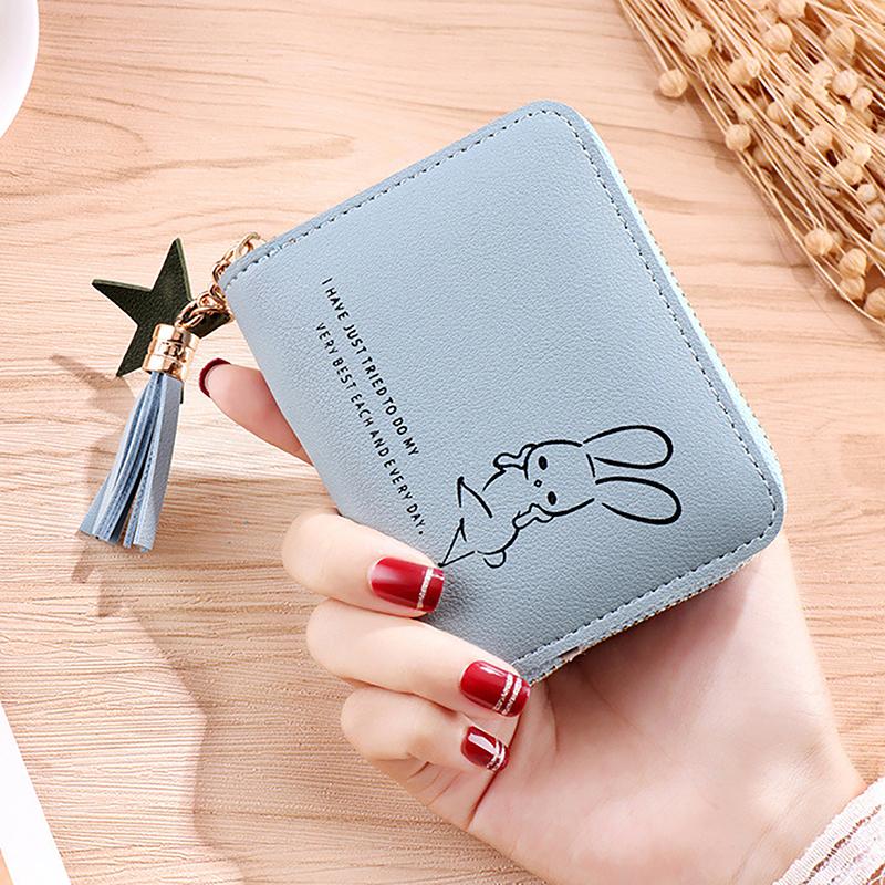Women Wallet Ladies Mini Small Short Tassel Wallet Cute Girl Zipper Pu Leather Coin Purse Female Hand Wallet Purse